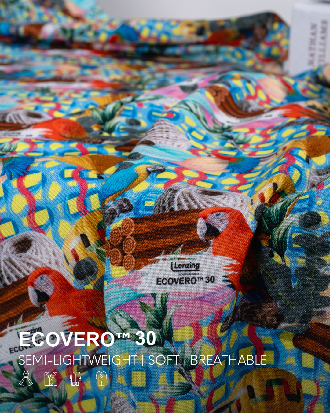 ECOVERO 30 viscose fabric with colourful print
