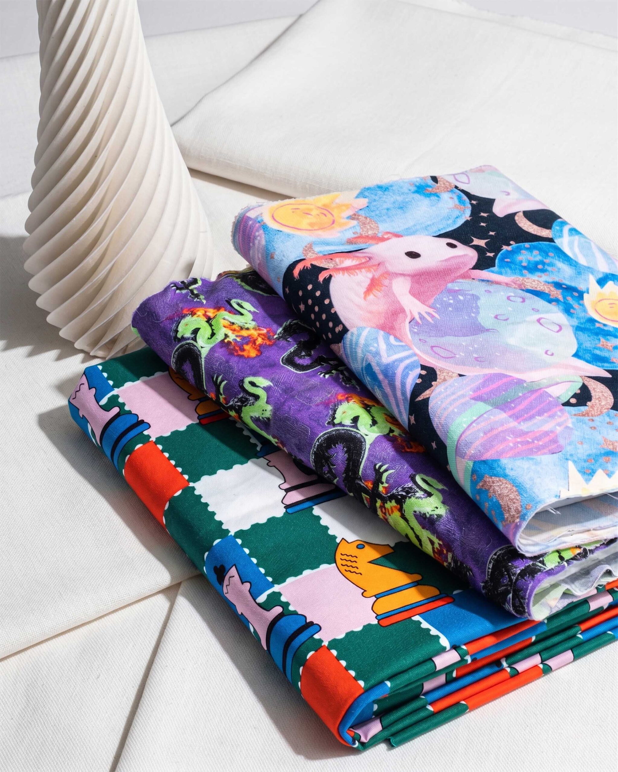 Printed pattern on natural fabric